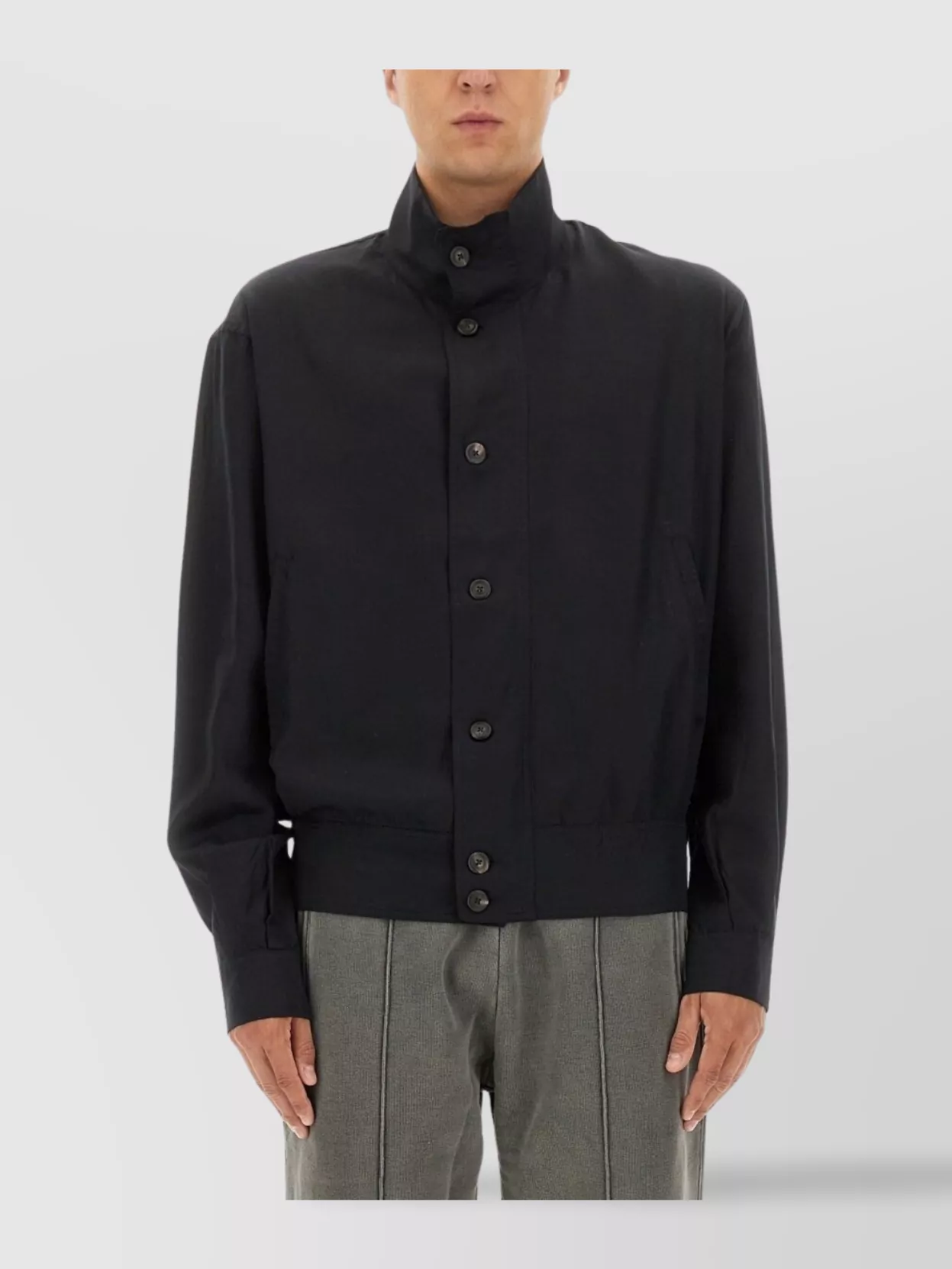 Our Legacy High Collar Long Sleeve Jacket With Pockets In Black