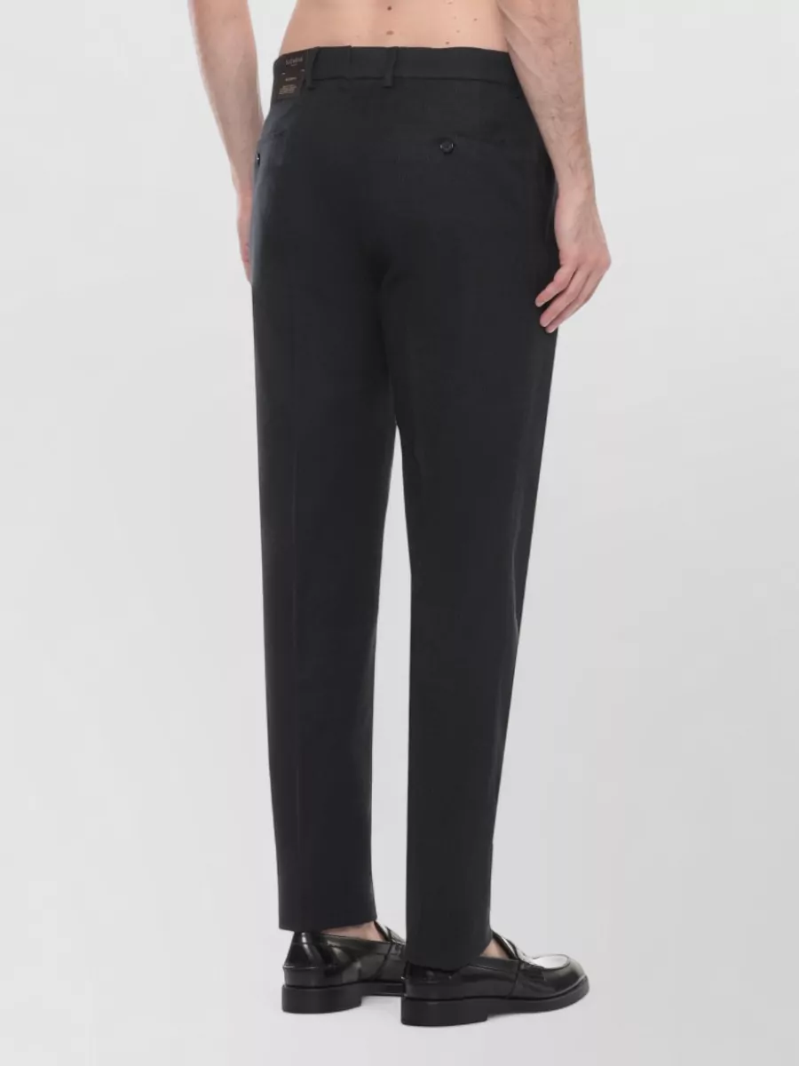 Incotex Cotton Trousers Belt Loops Rear Button Pockets