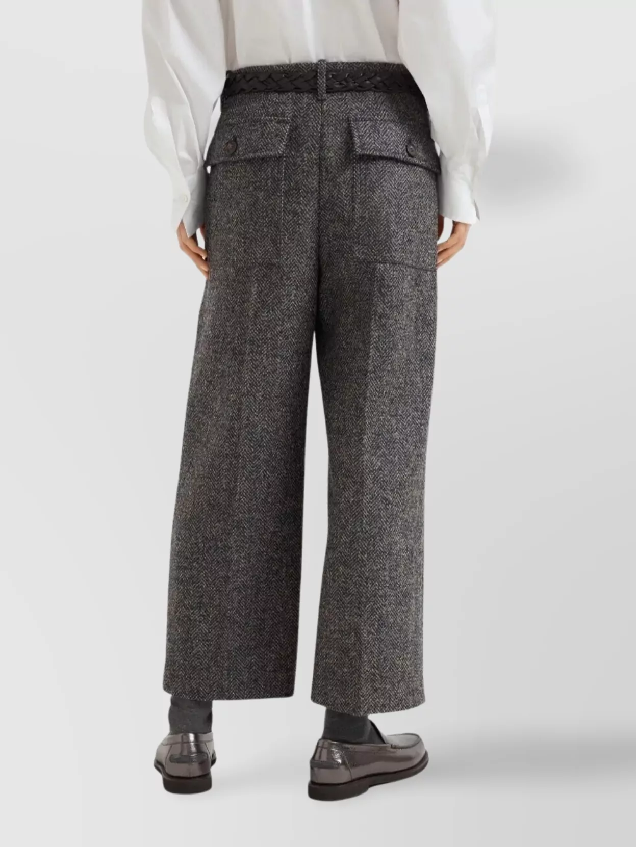 Brunello Cucinelli Tailored Cropped Trousers Pockets In Gray