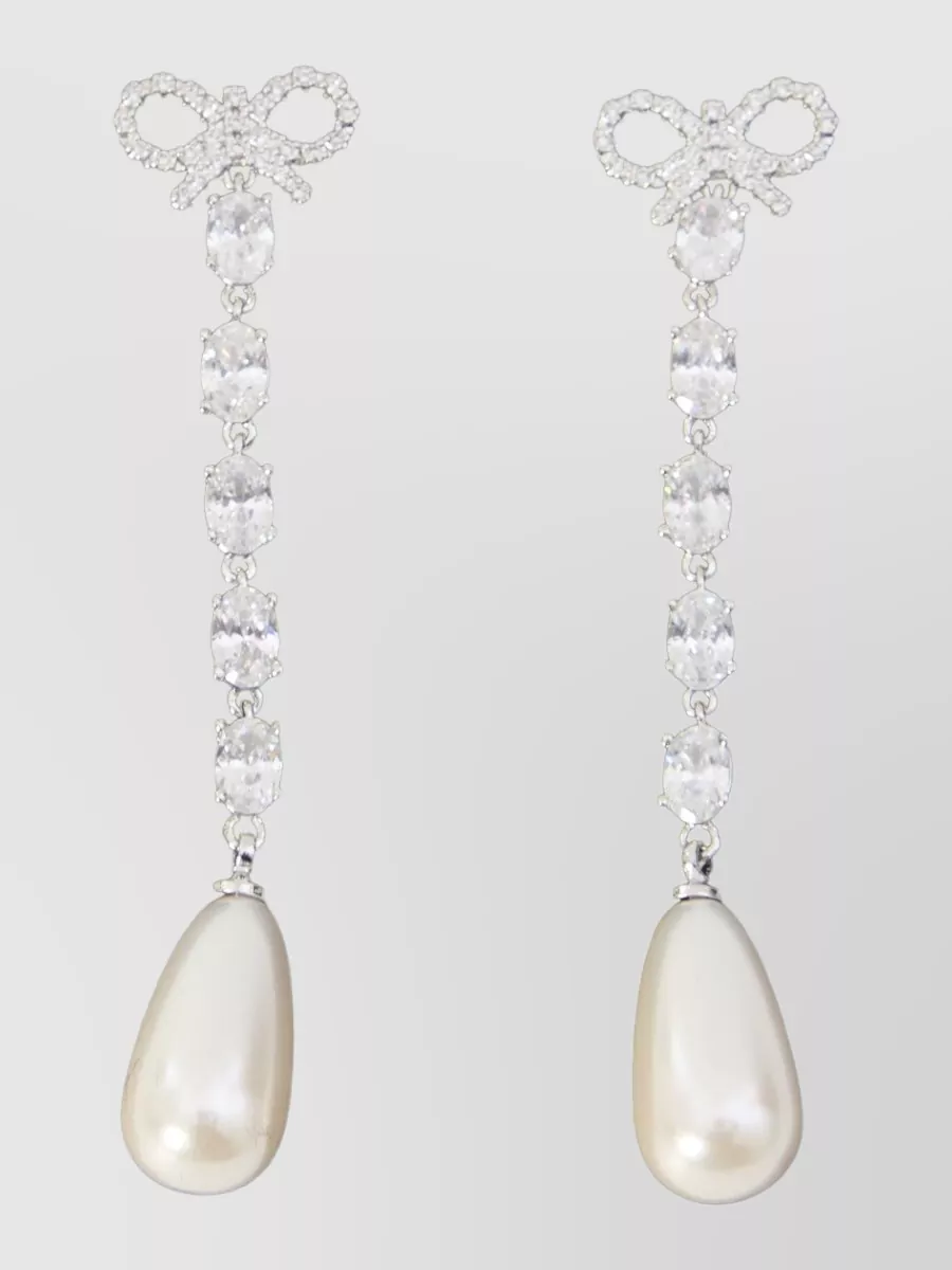 Self-Portrait crystal-embellished faux pearl drop earrings