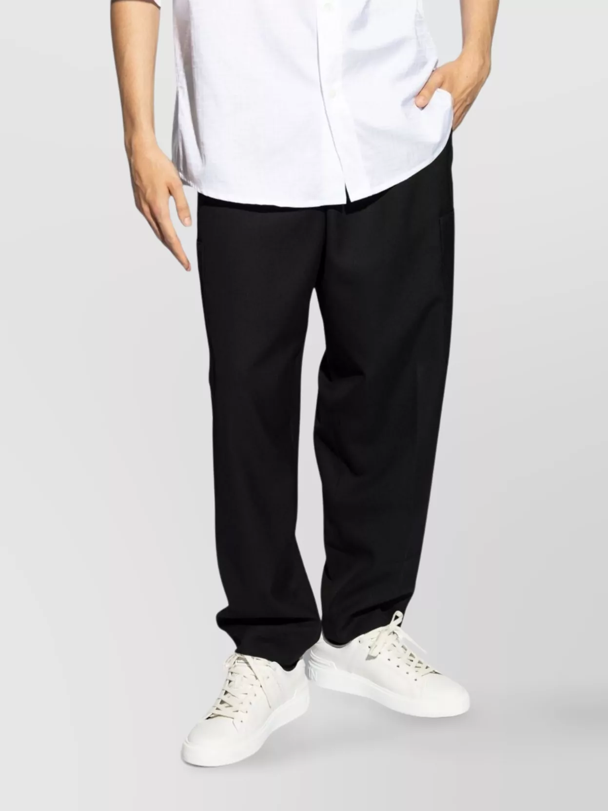 Kenzo Tapered Leg Cotton/Wool Canvas Trousers