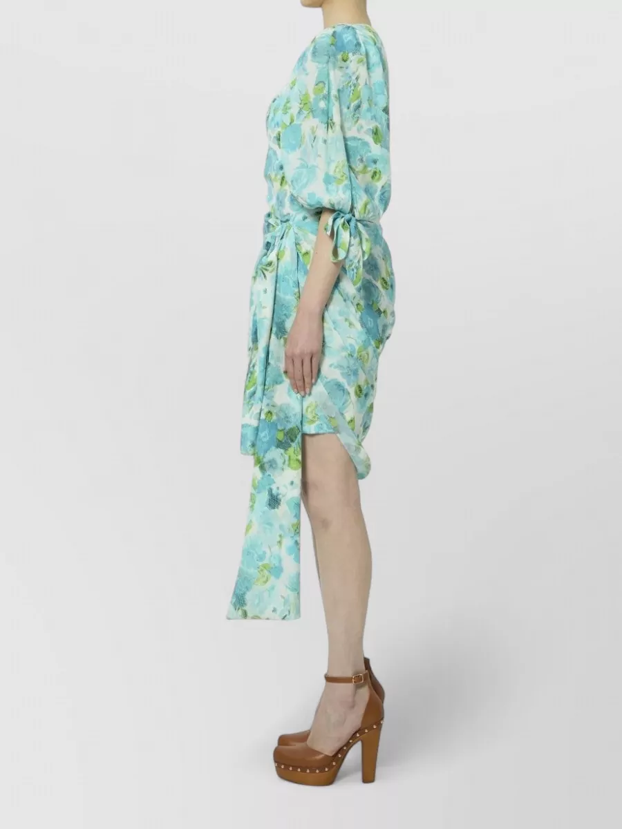 Chloé Silk Floral-Print Asymmetric Midi Dress