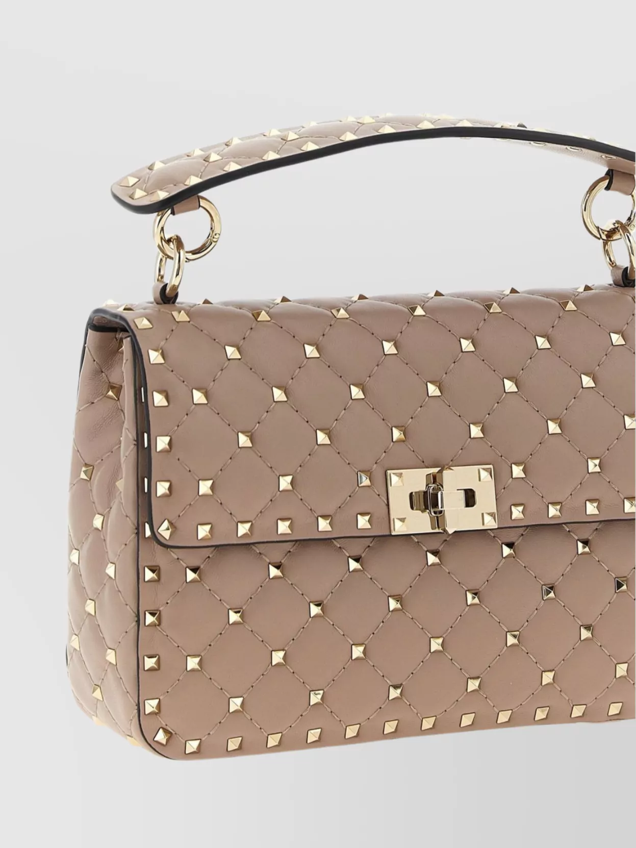 Valentino Quilted Studs Top Handle Chain Bag