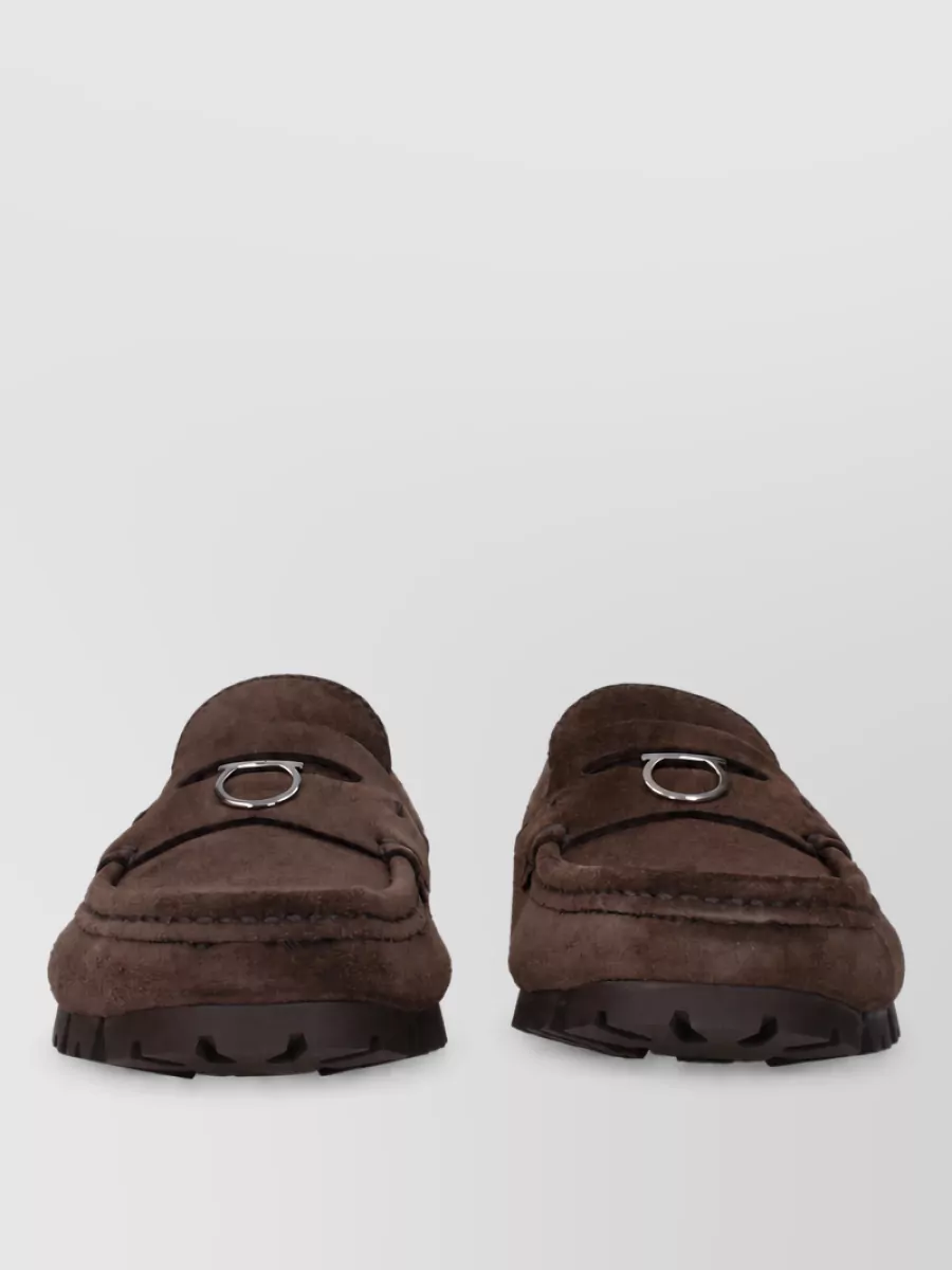 Ferragamo suede leather boat shoes