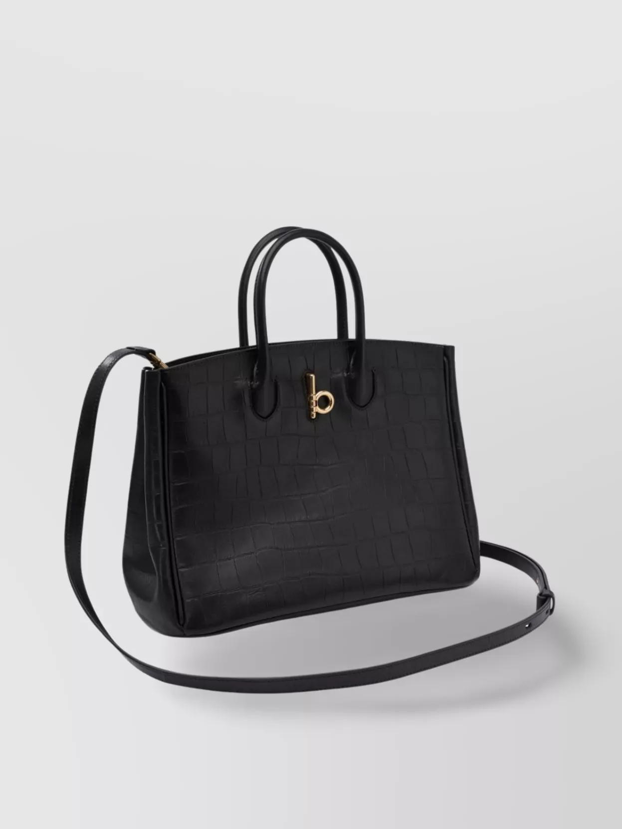 Burberry Crocodile Top Handles Shoulder Bag