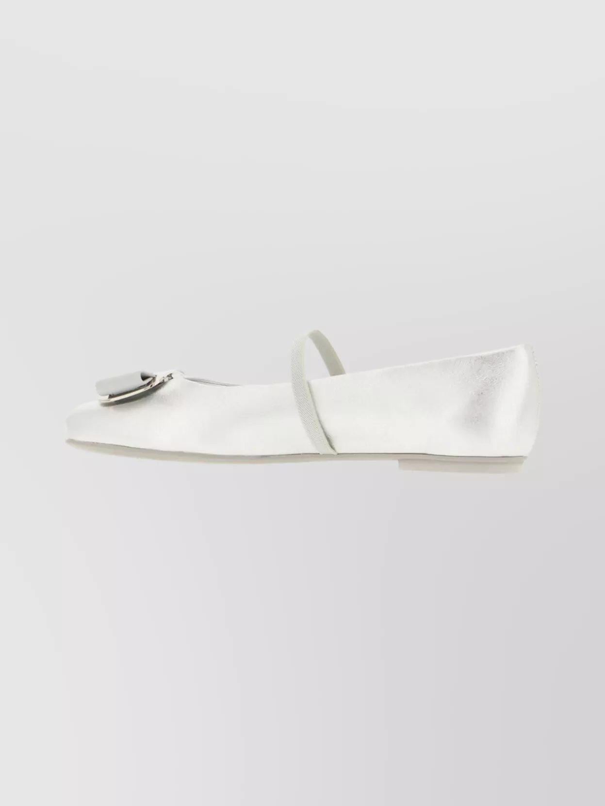 Ferragamo Zina Ballerina Shoes Bow Detail In Silver