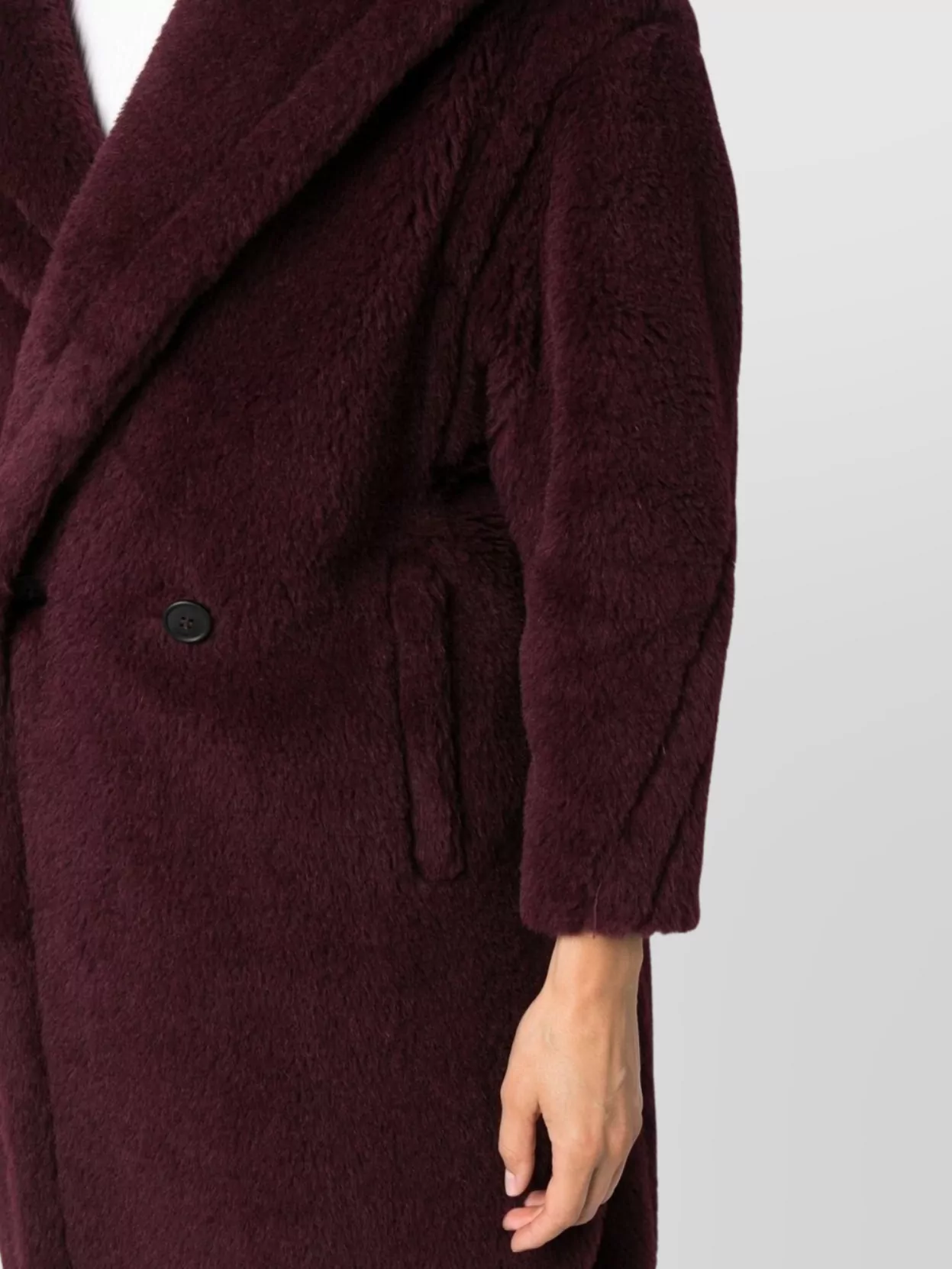 Max Mara Long Double-Breasted Teddy Coat Pockets