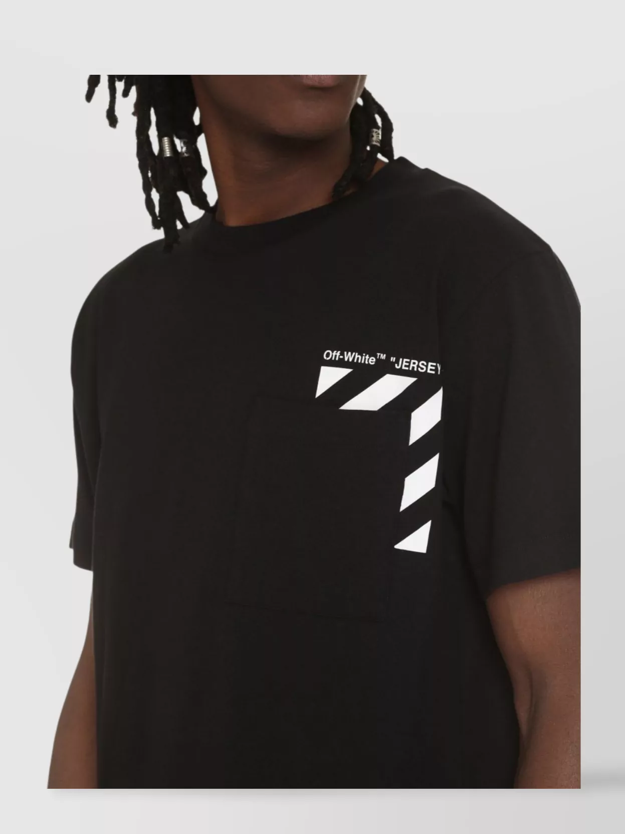 Off-White Logo Graphic Print Cotton T-Shirt With Pocket