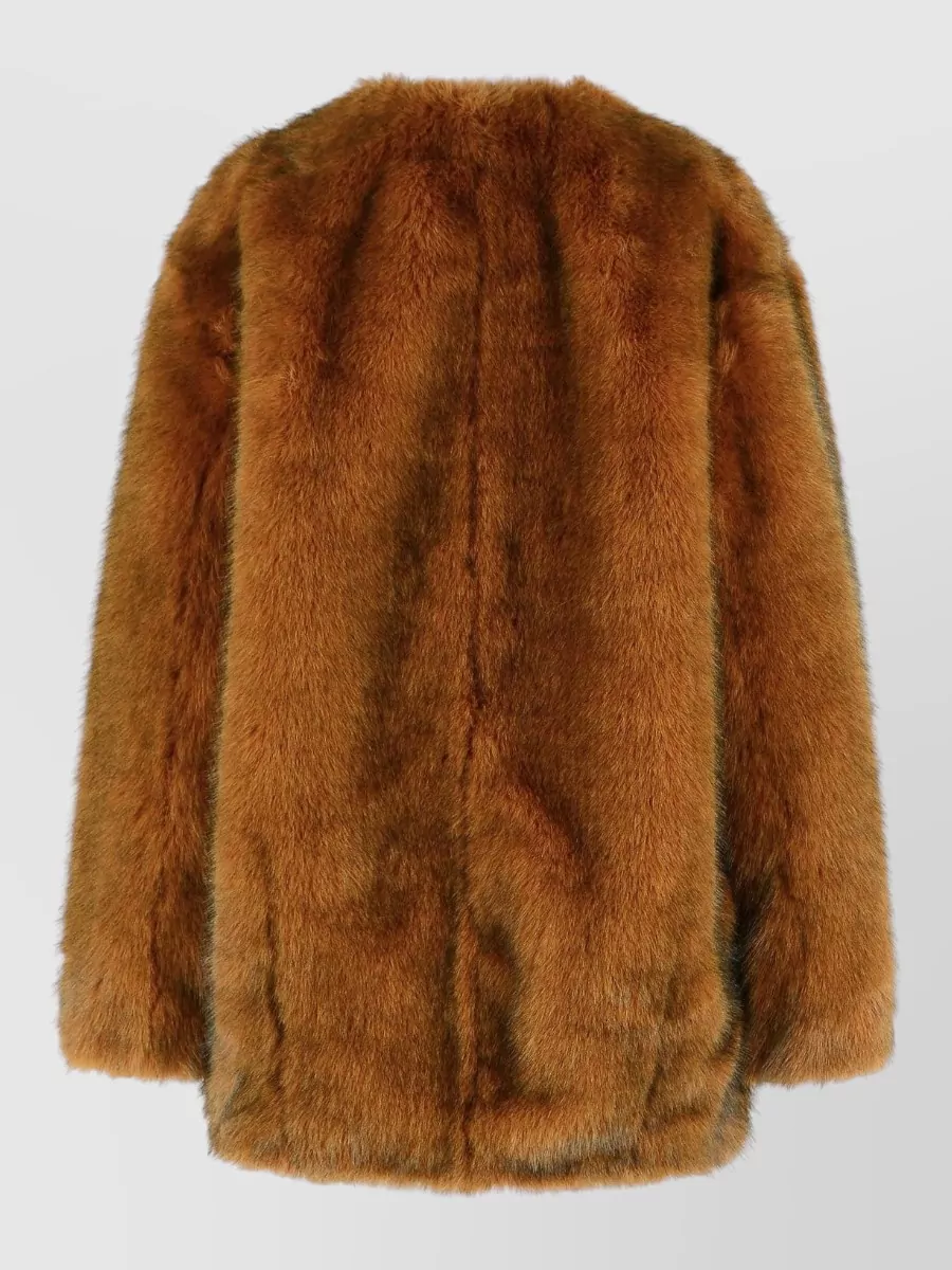Isabel Marant Aglae Long Sleeve Faux Fur Coat In Brown