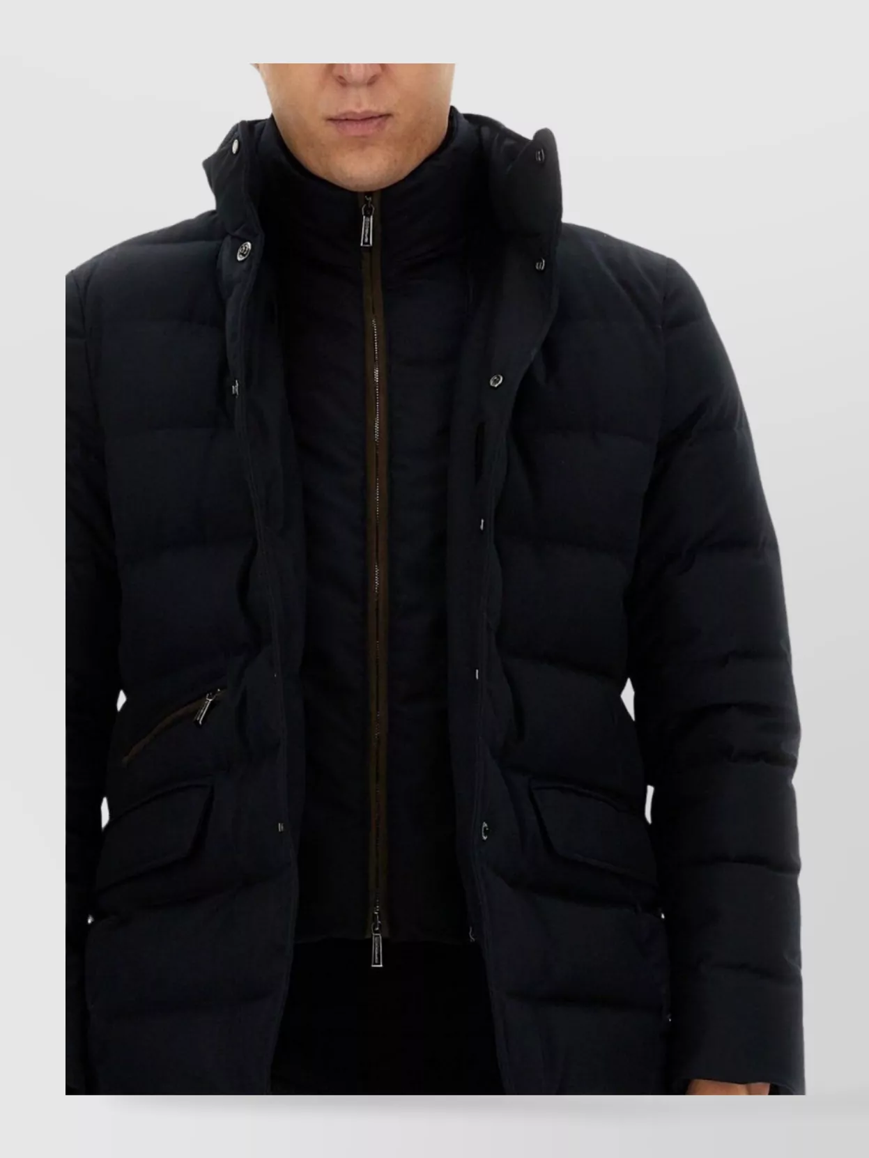 Moorer High Collar Padded Coat With Side Pockets