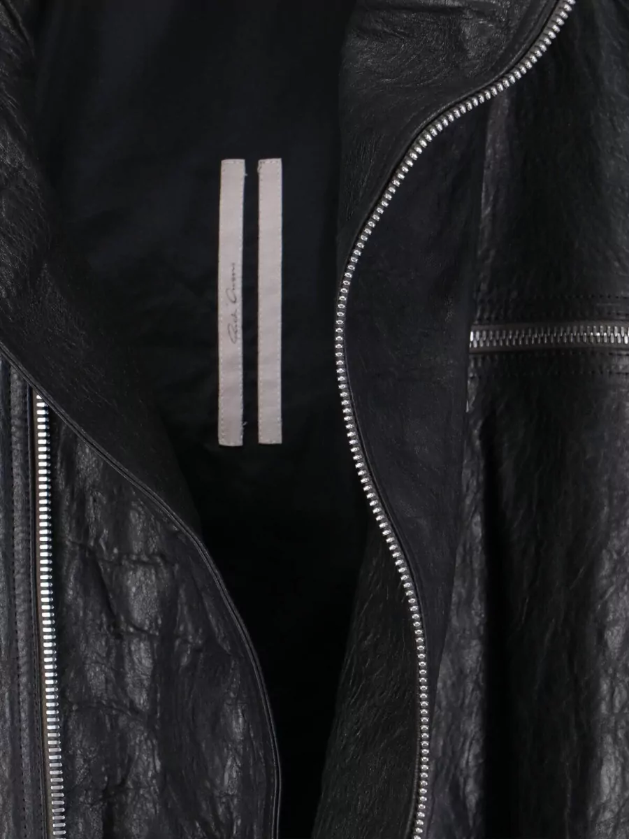 Rick Owens Leather Asymmetric Zip Biker Jacket