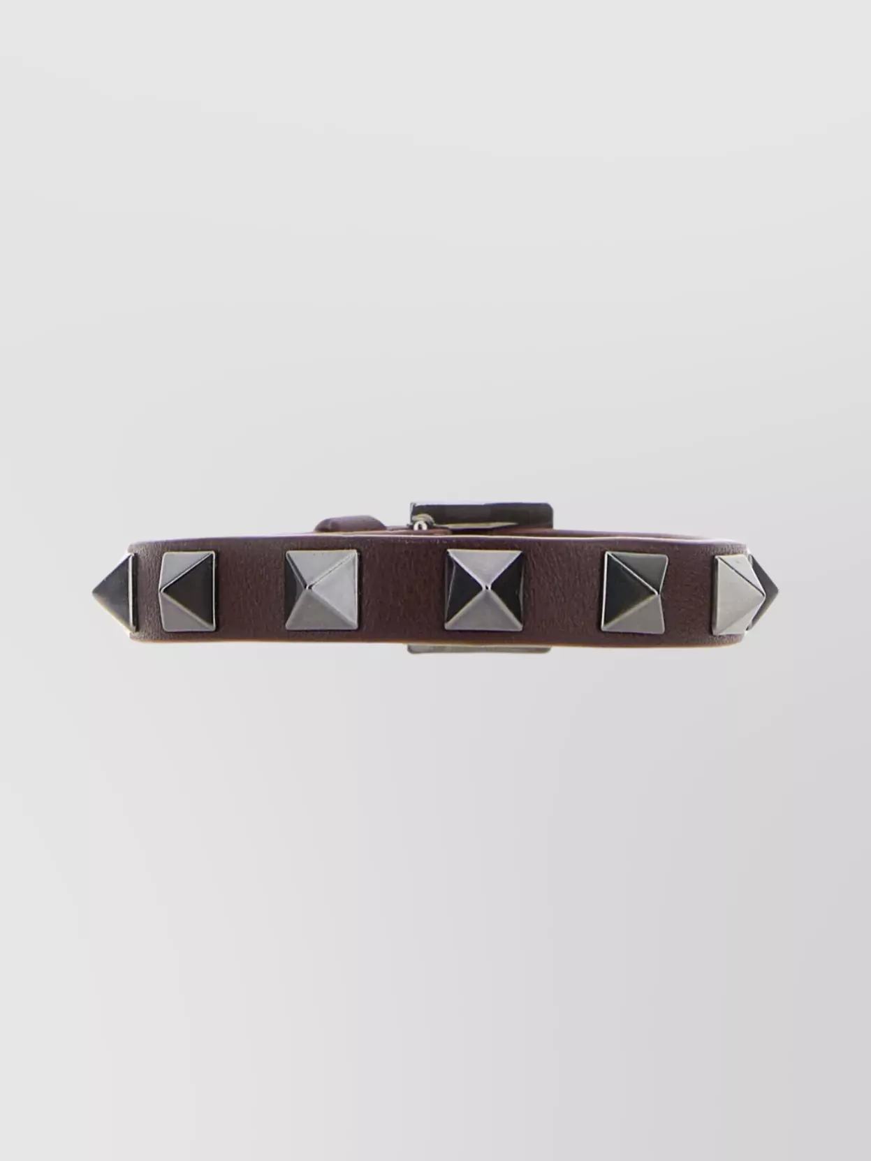Shop Valentino Studded Calf Leather Bracelet With Metal Studs In Brown