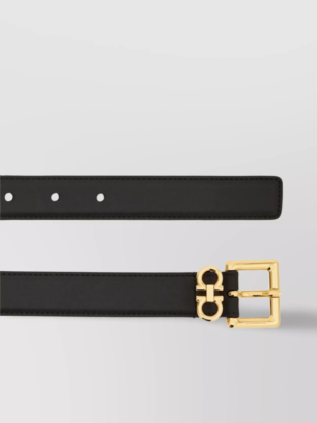 Ferragamo Leather Belt Gold-Tone Buckle