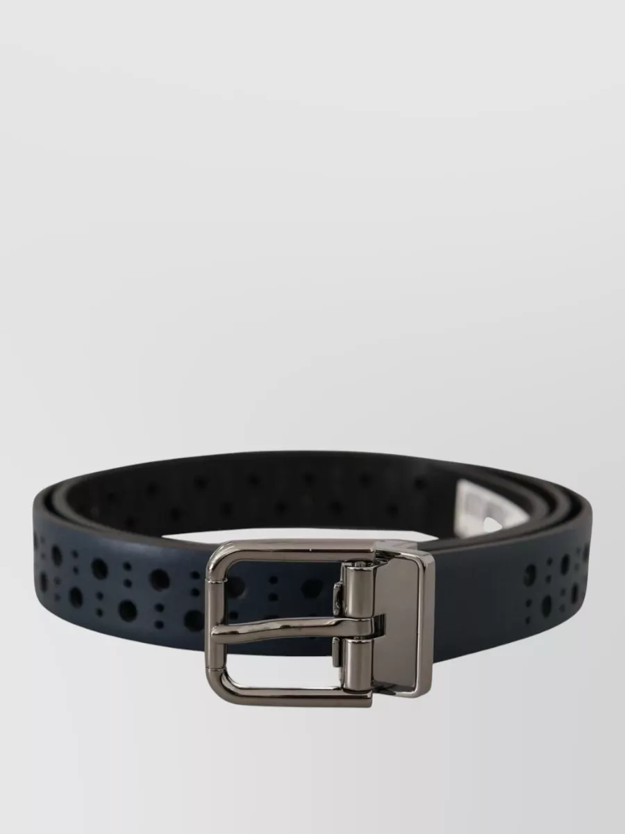 Dolce&Gabbana Perforated Leather Skinny Belt