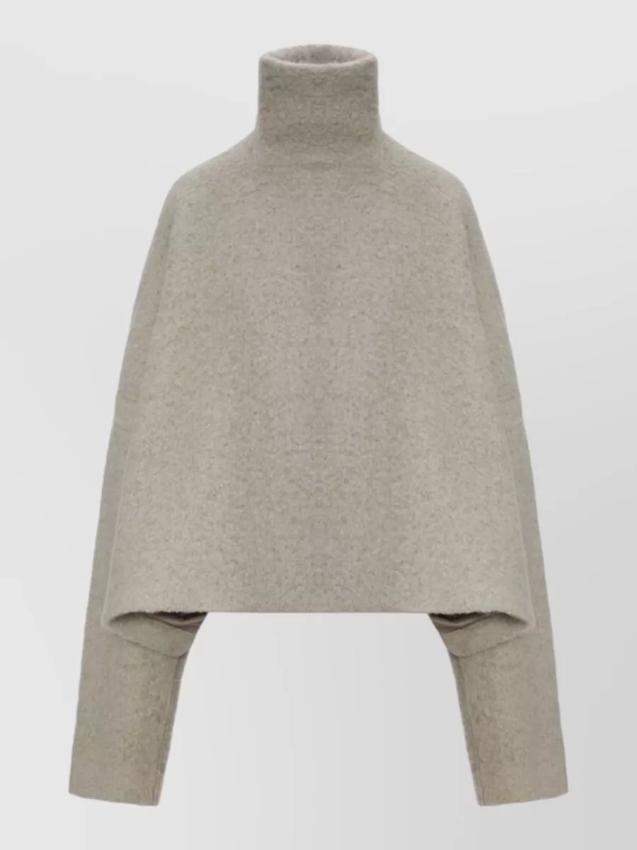 Rick Owens alpaca wool turtleneck long-sleeve poncho