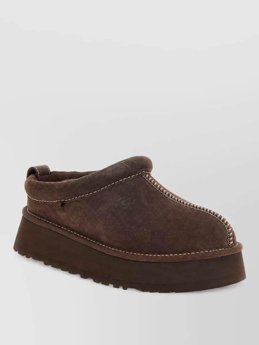 Ugg leather animal-print platform slippers