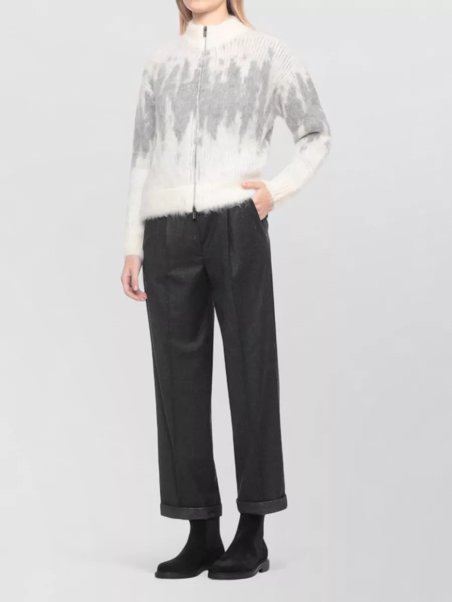 Peserico Long Sleeve Round Neck Alpaca Sweater