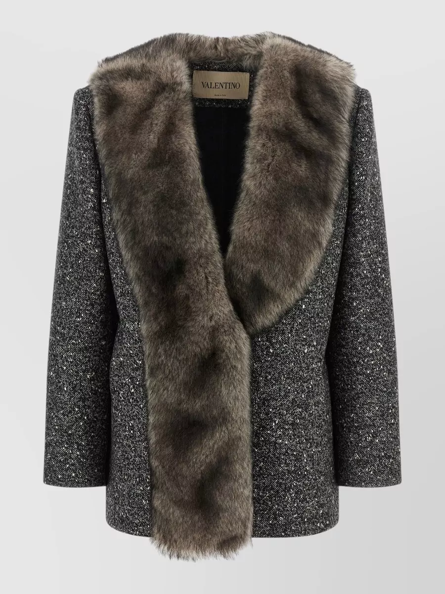 Valentino Garavani wool bouclé chevron caban jacket