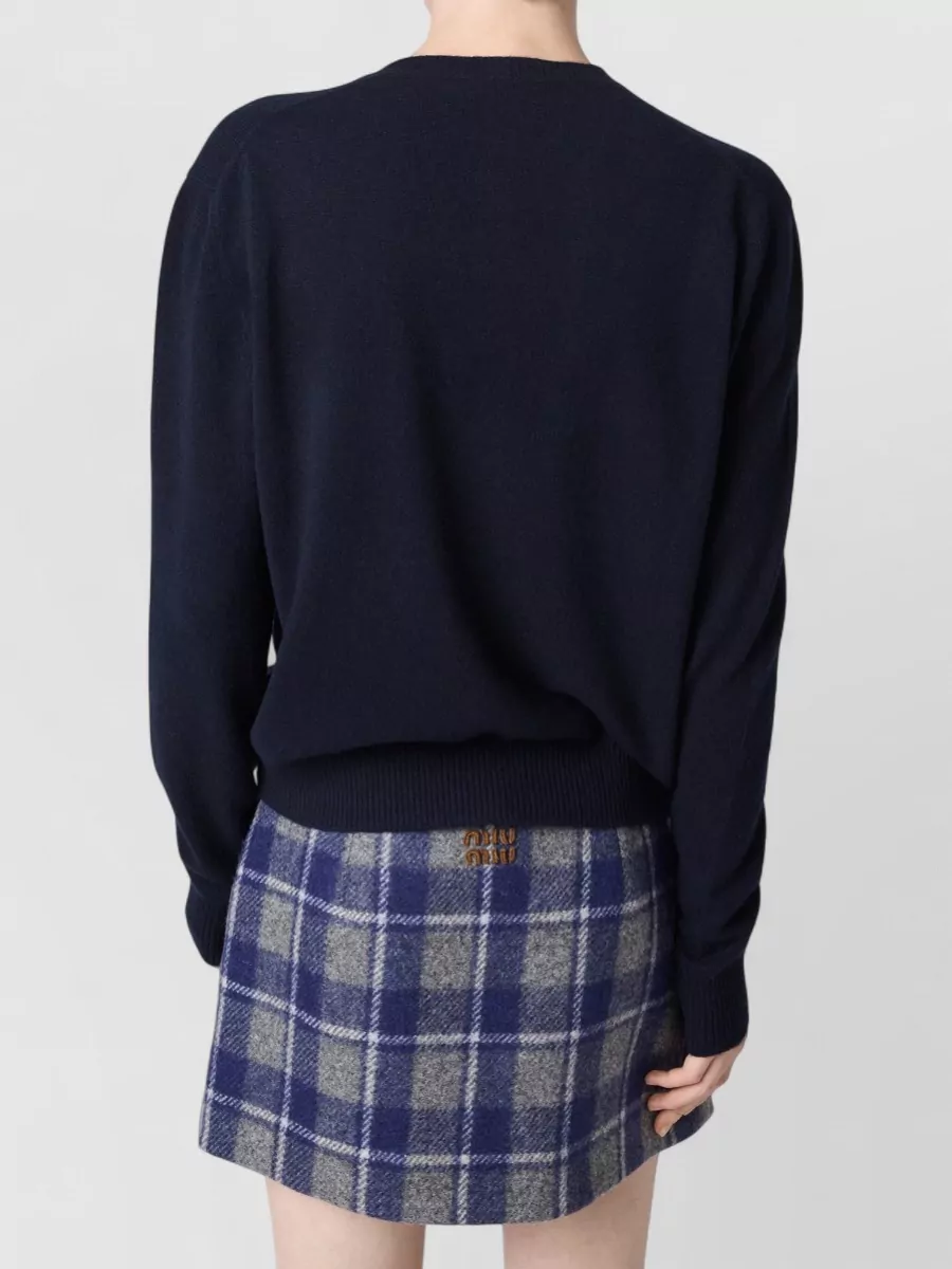 Miu Miu Crew Neck Knitwear Ribbed Cuffs Hem