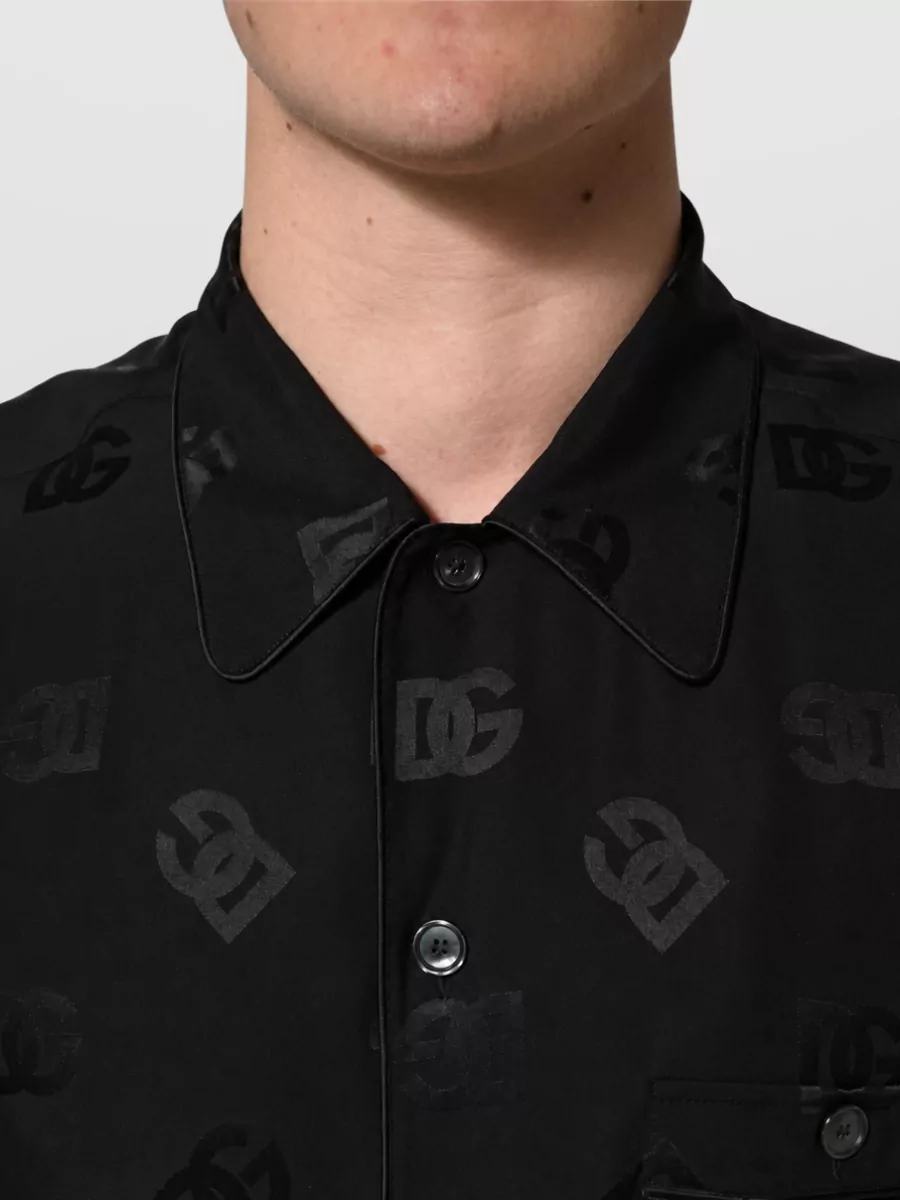 Dolce&Gabbana Silk Logo Monogram Short-Sleeve Shirt