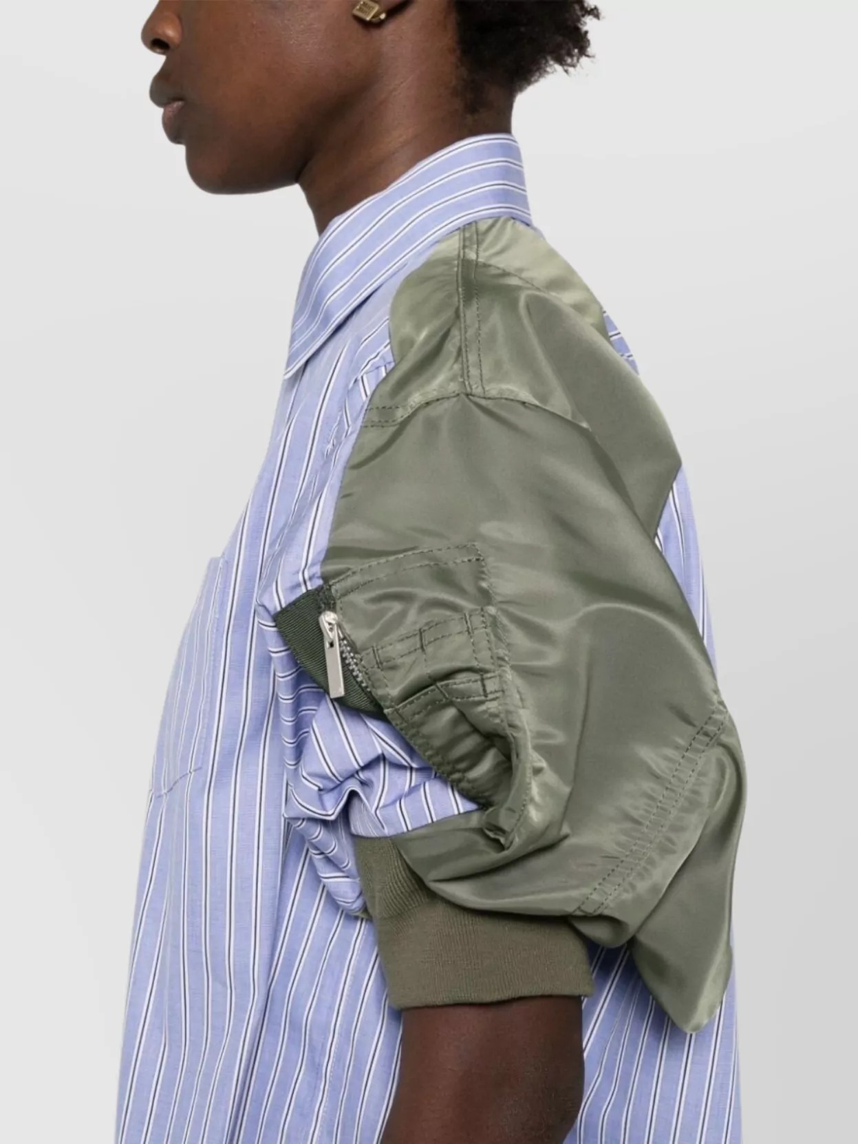 Sacai Striped Cotton And Nylon Shirt