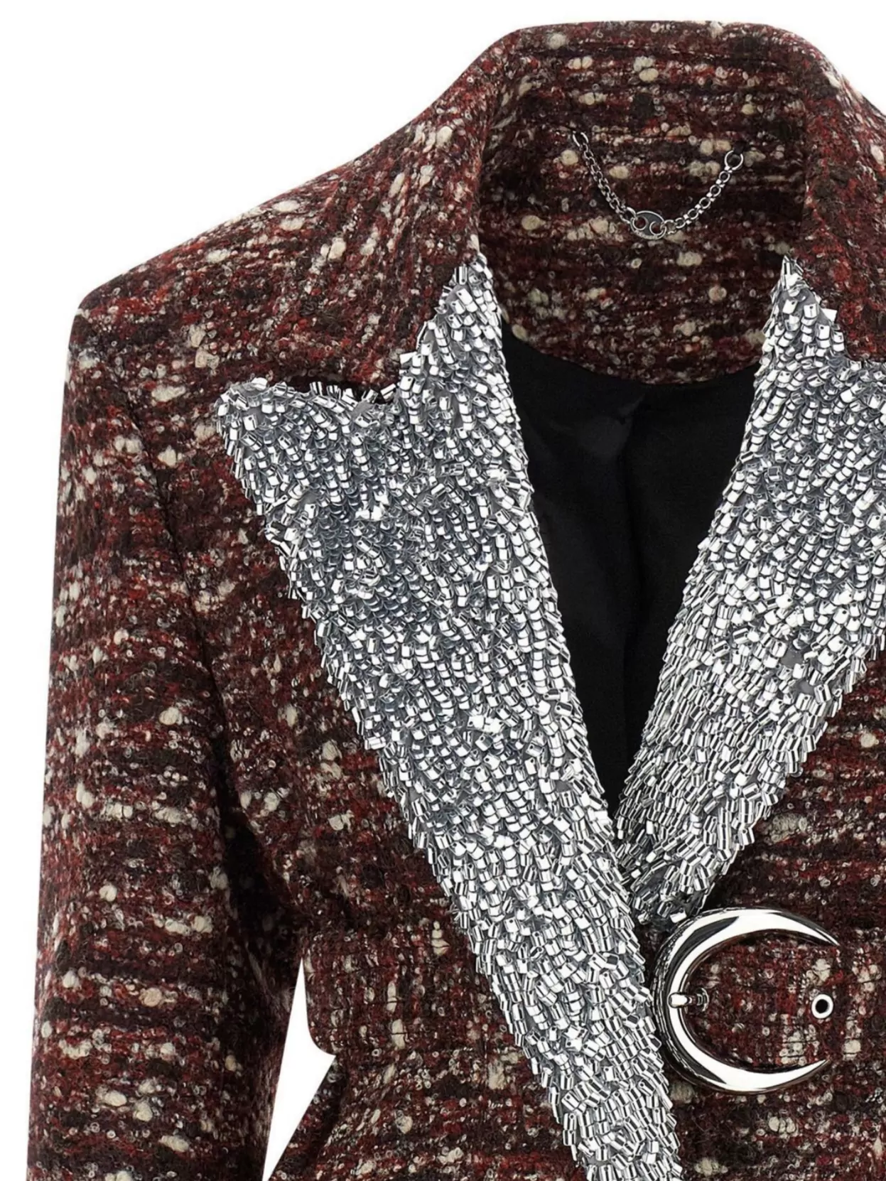 Paco Rabanne Textured Wool Coat Belted Waist