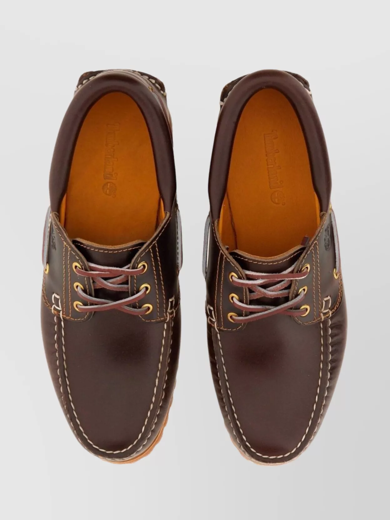 Timberland Brown Loafers With Embossed Logo On The Side And Low Block Heel In Leather Man In Orange