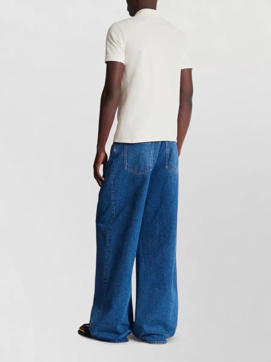 Balmain Polo Shirt Short Sleeves Ribbed Cuffs Collar