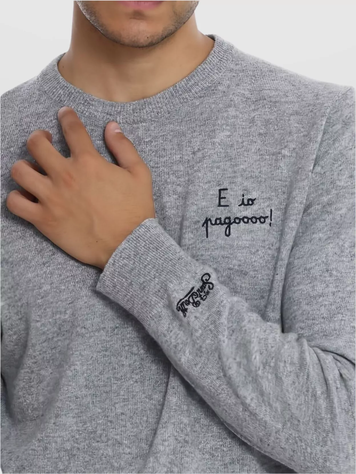 Mc2 Saint Barth Crew Neck Long Sleeve Embroidered Sweatshirt In Gray