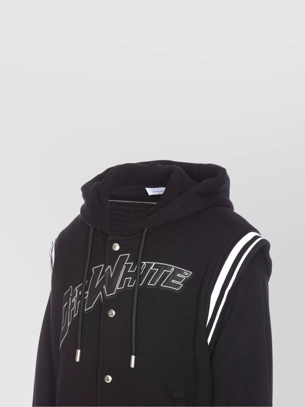 Off-white Black Varsity Sweatshirt With Press-stud Fastening And Bold Lettering