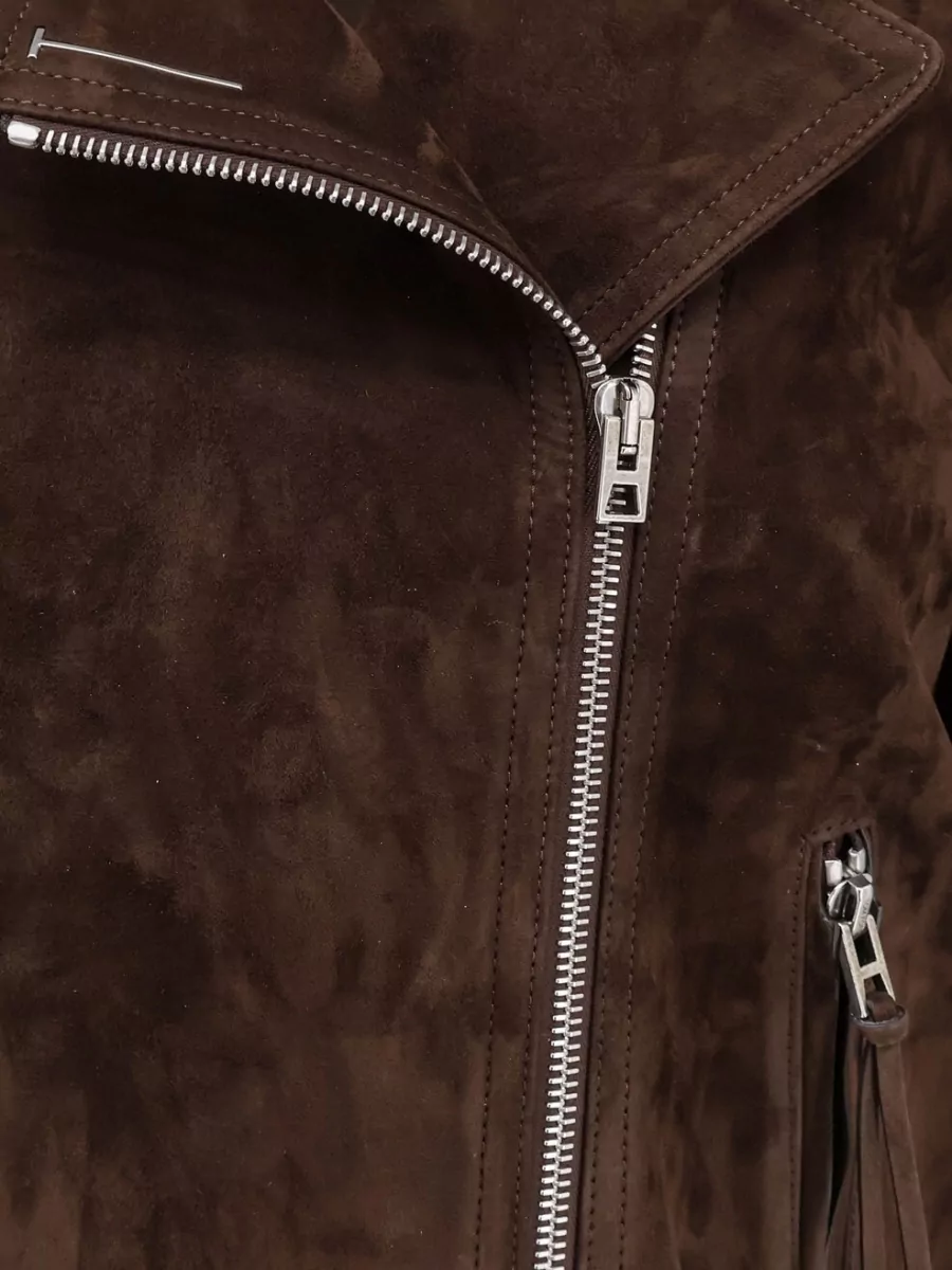Tom Ford Suede Leather Asymmetric Zip Biker Jacket