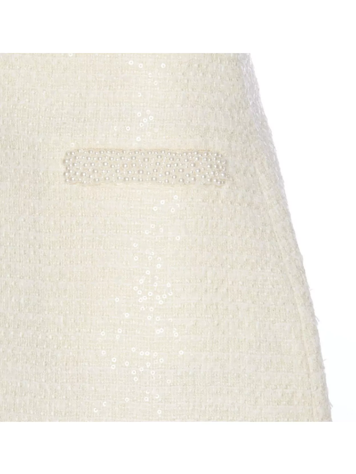 Self-portrait Bouclé Pearl Trim Mini Skirt