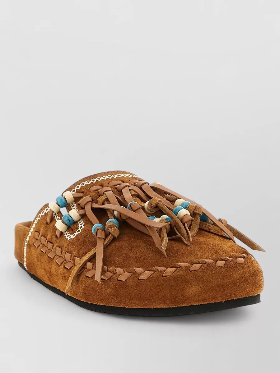Alanui Leather Embroidered Mules
