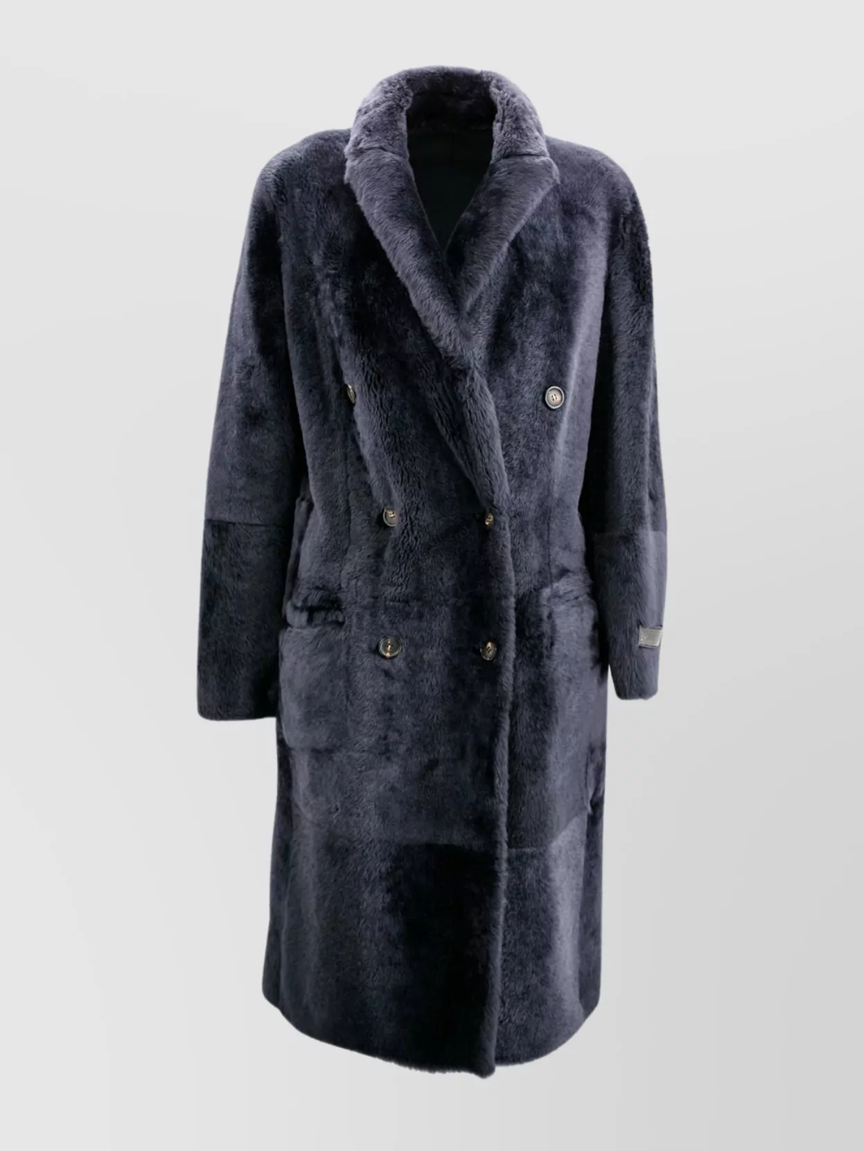 Brunello Cucinelli Front Double-breasted Luxe Fur Coat In Blue