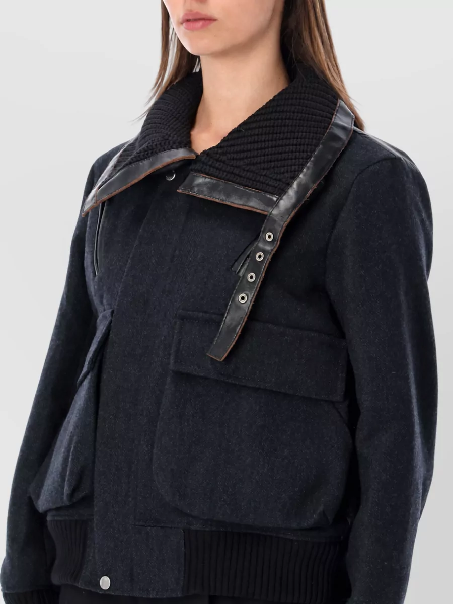Sacai Wool Herringbone Puffer Jacket