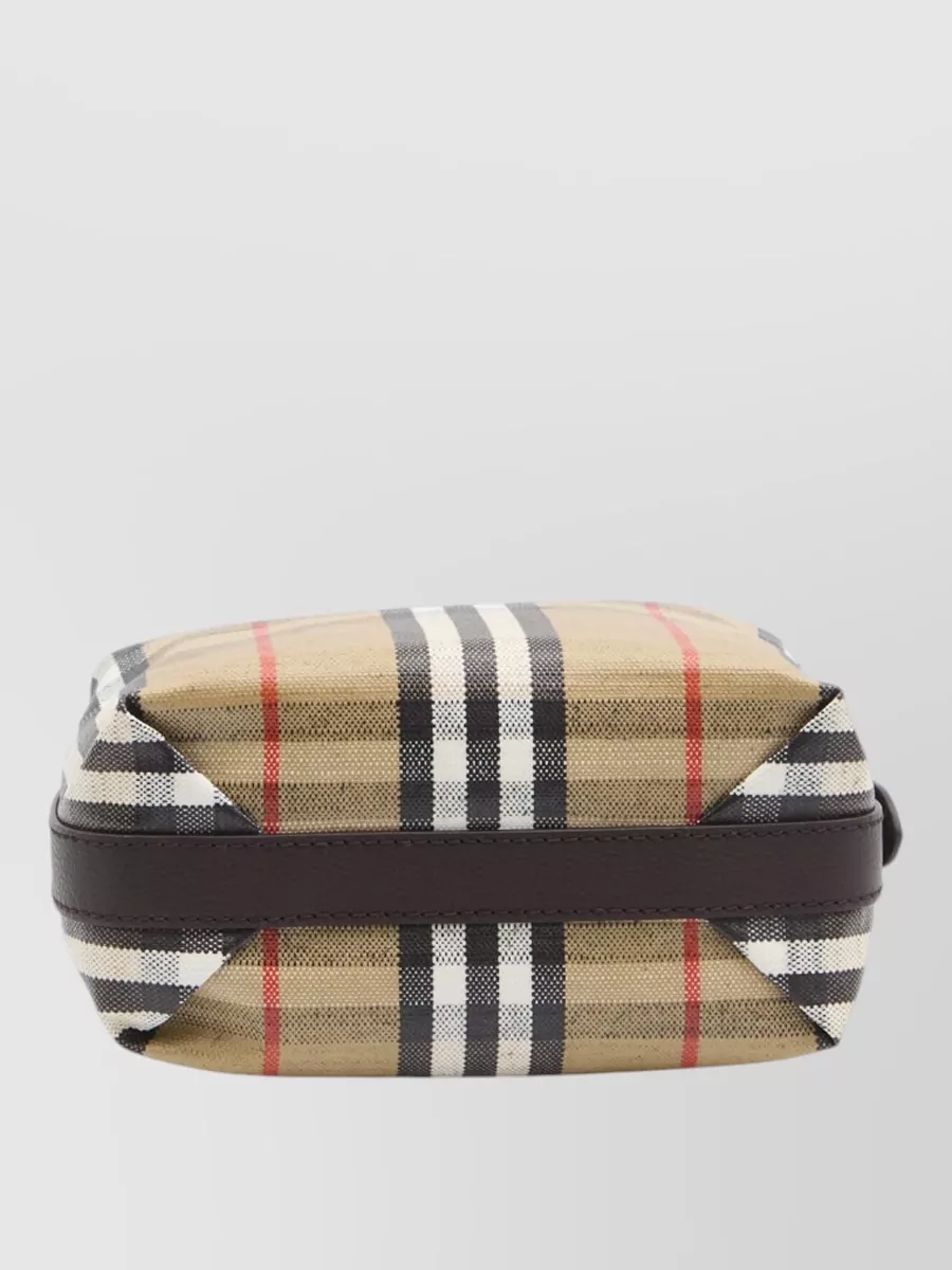 Burberry Highlands Mini Check Leather Tote Bag