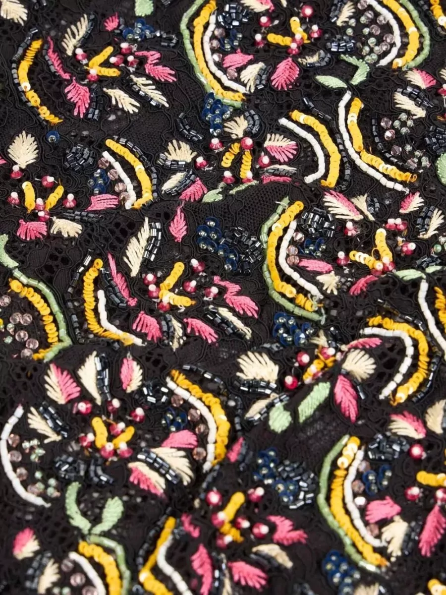 Etro Embroidered Beaded Lace Triangle Scarf