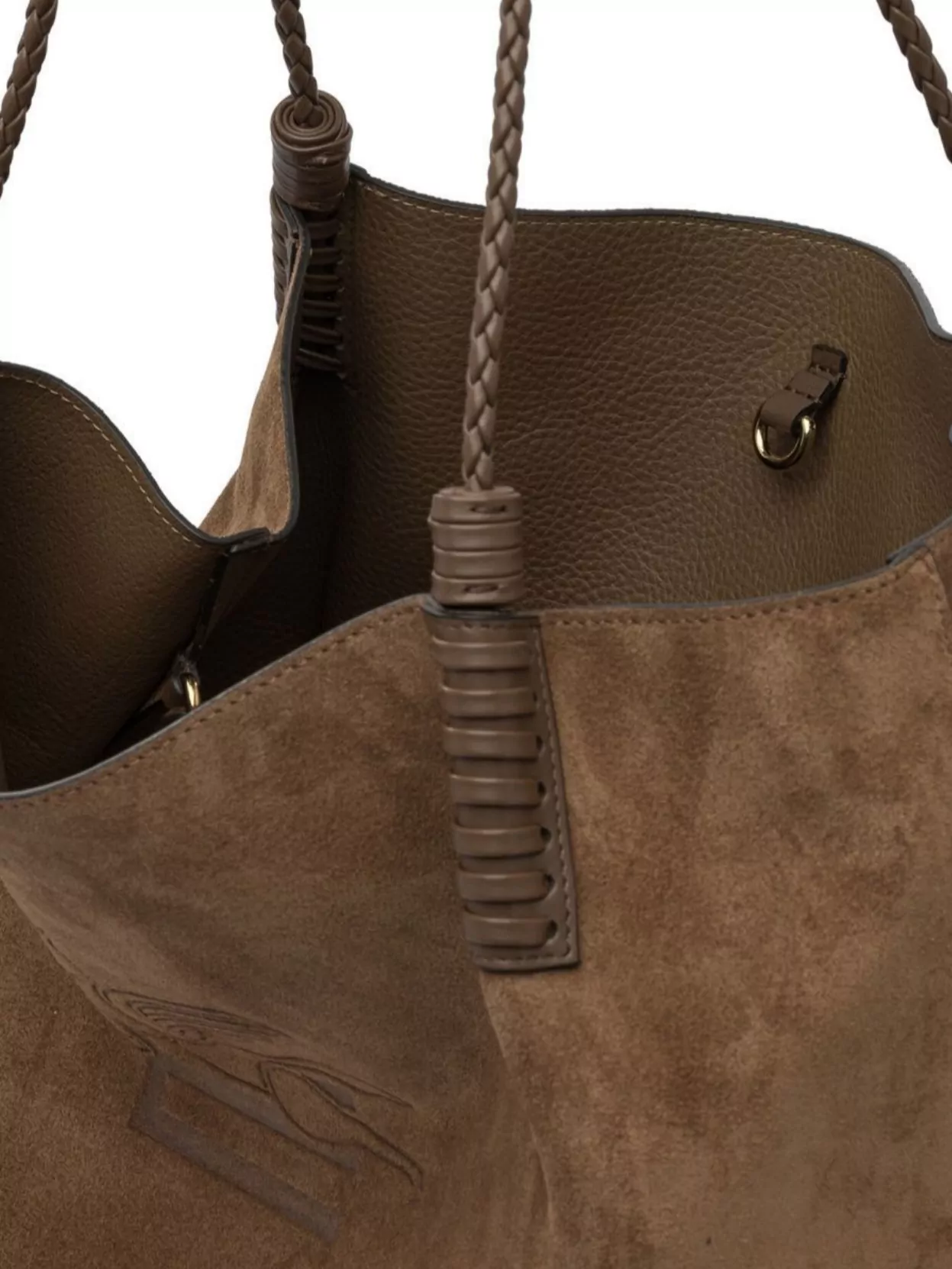 Etro Woven Straps Dual Handles Suede Finish
