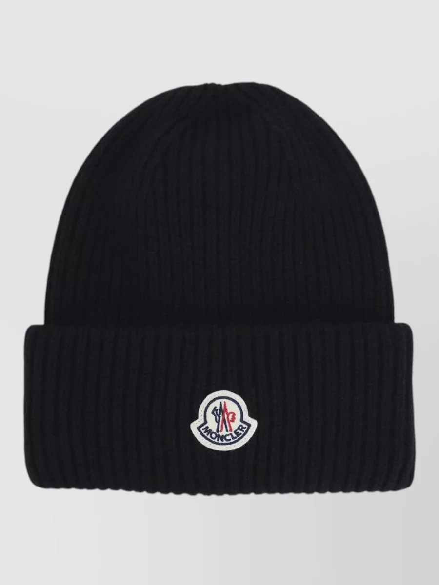 Moncler ribbed virgin wool cashmere beanie