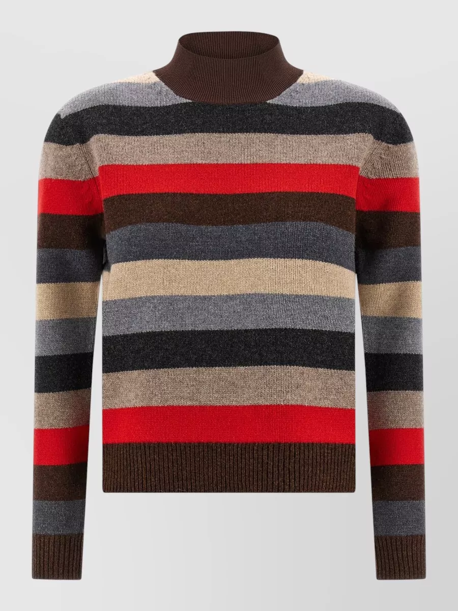 Tory Burch Striped Wool High Neck Long-Sleeve Sweatshirt