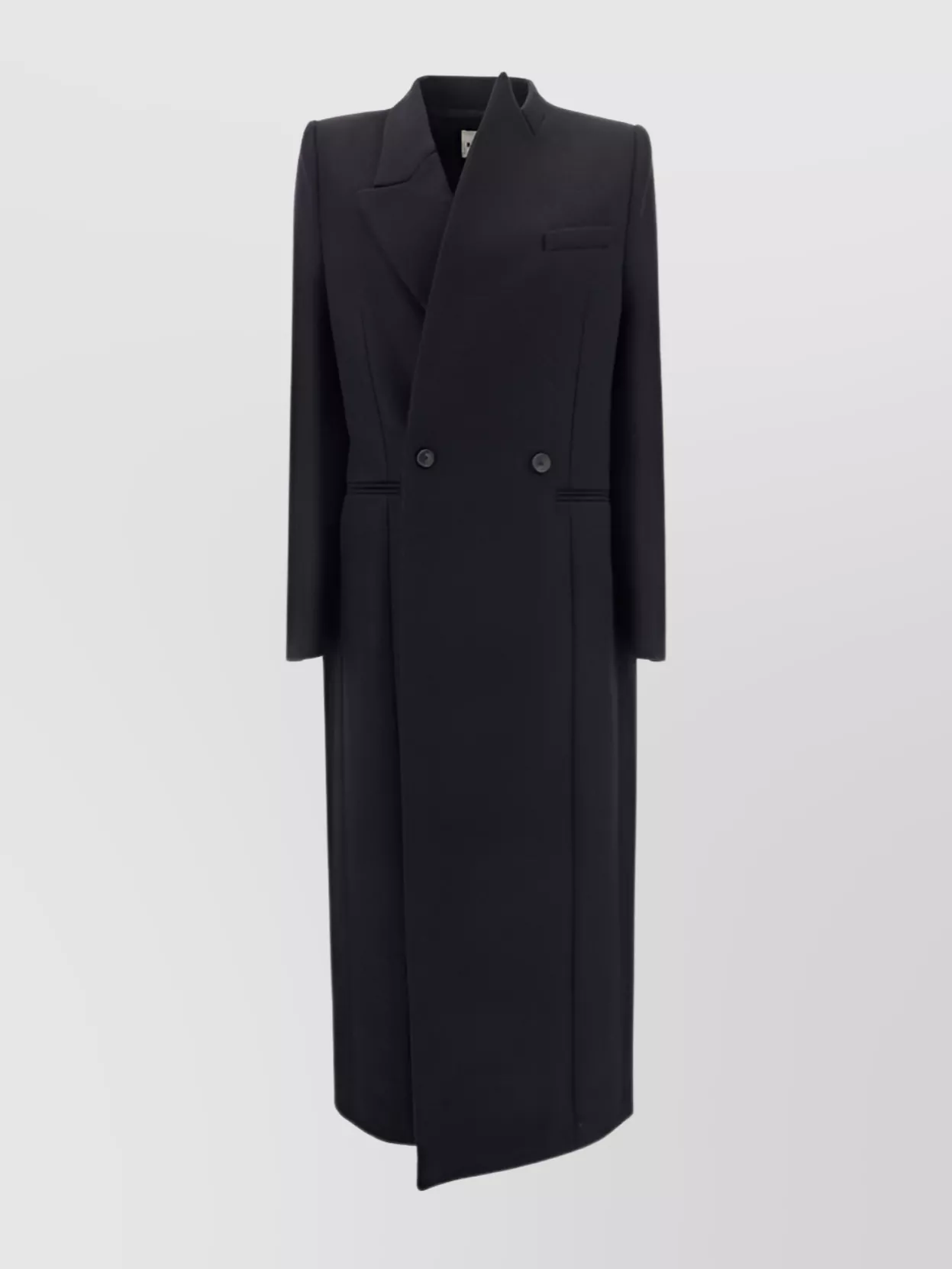 Khaite Long Wool Coat Asymmetrical Lapels In Black