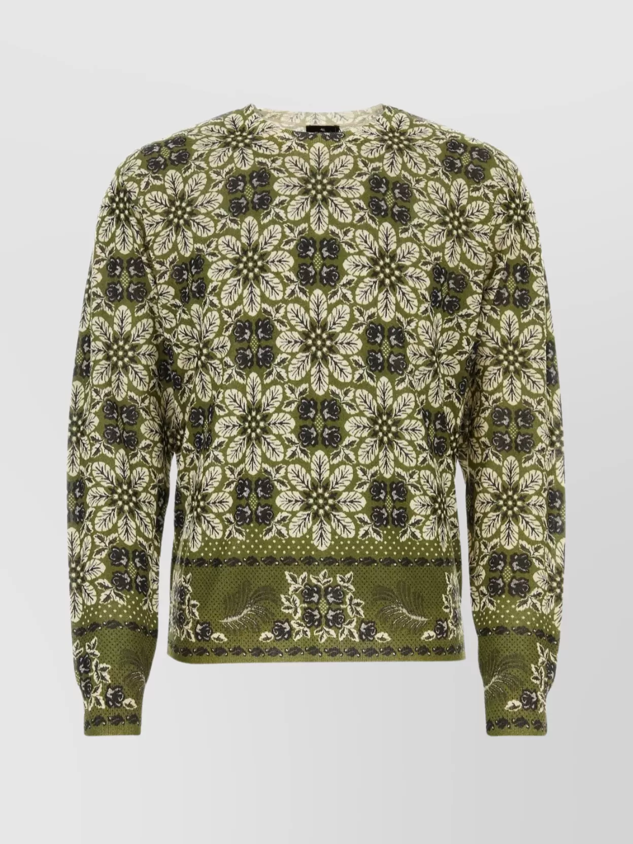 Shop Etro Floral Print Silk Cashmere Crew-neck Sweater
