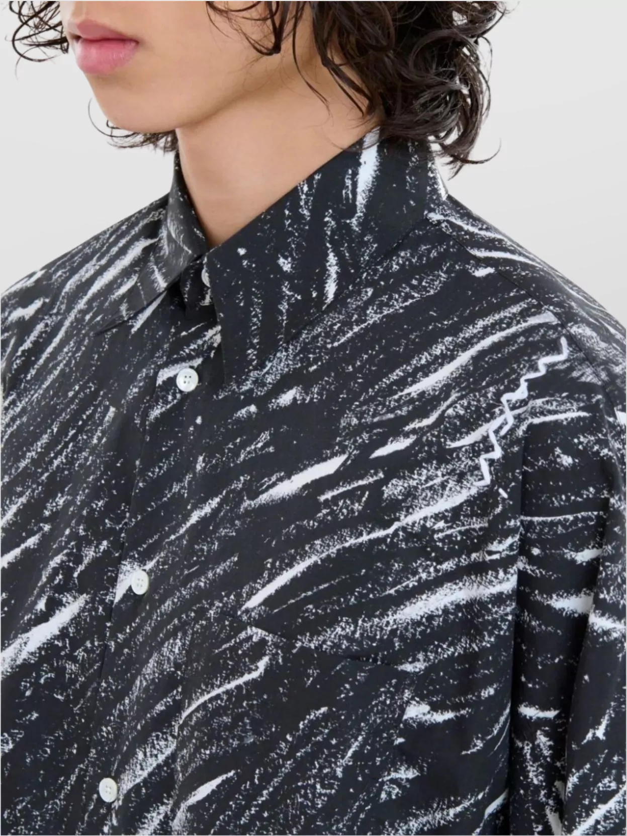 Marni Men's Sketch Print Shirt With Patch Pocket