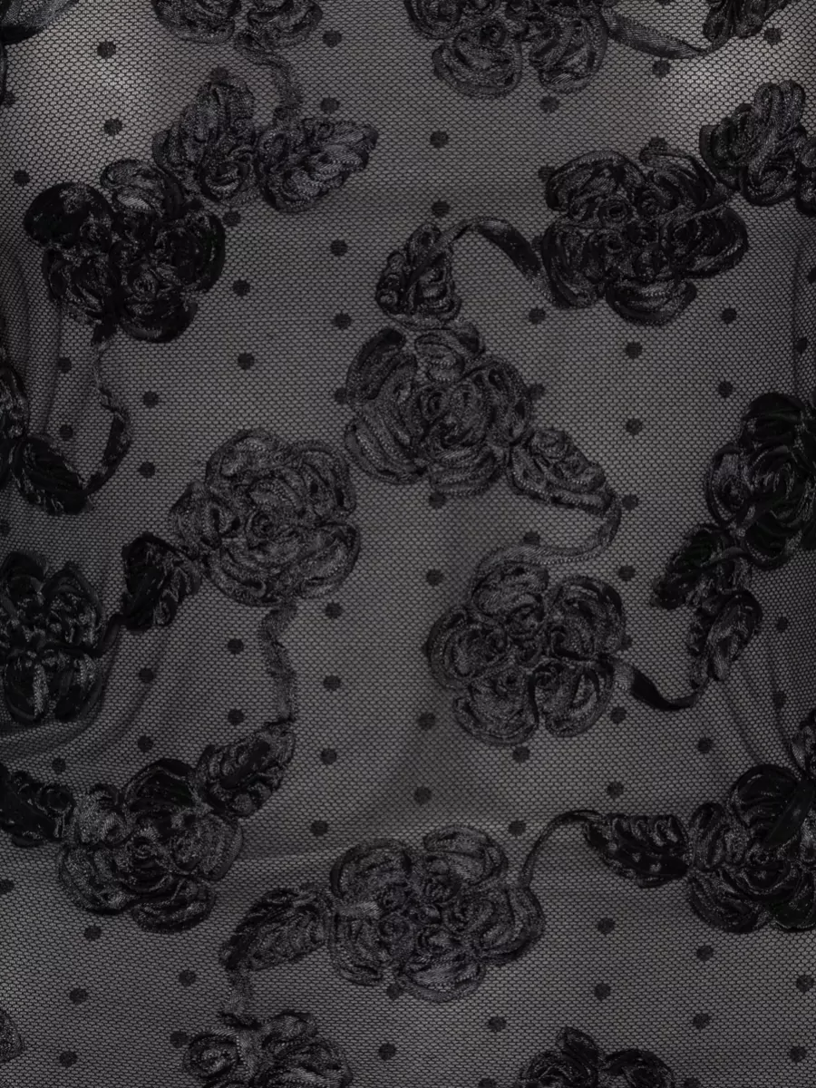Rotate Floral Mesh Long-Sleeve Top
