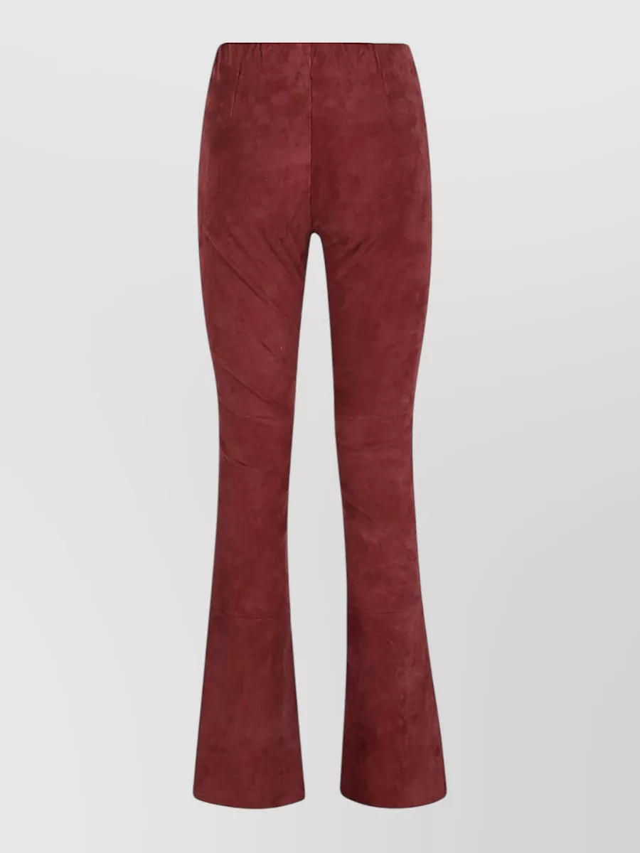 Via Masini 80 Leather High-Rise Flared Trousers