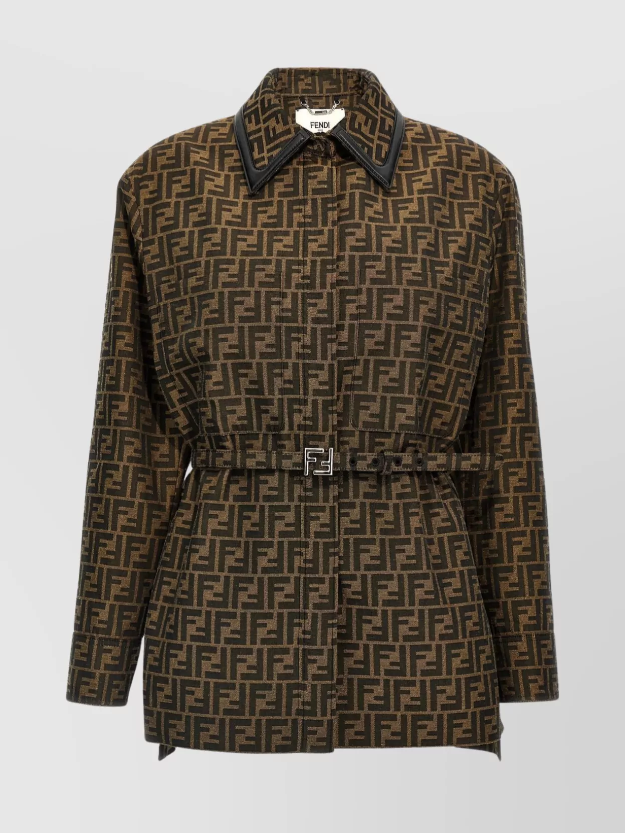 Fendi Waist Belt Collar Neck Long Sleeves Jacket