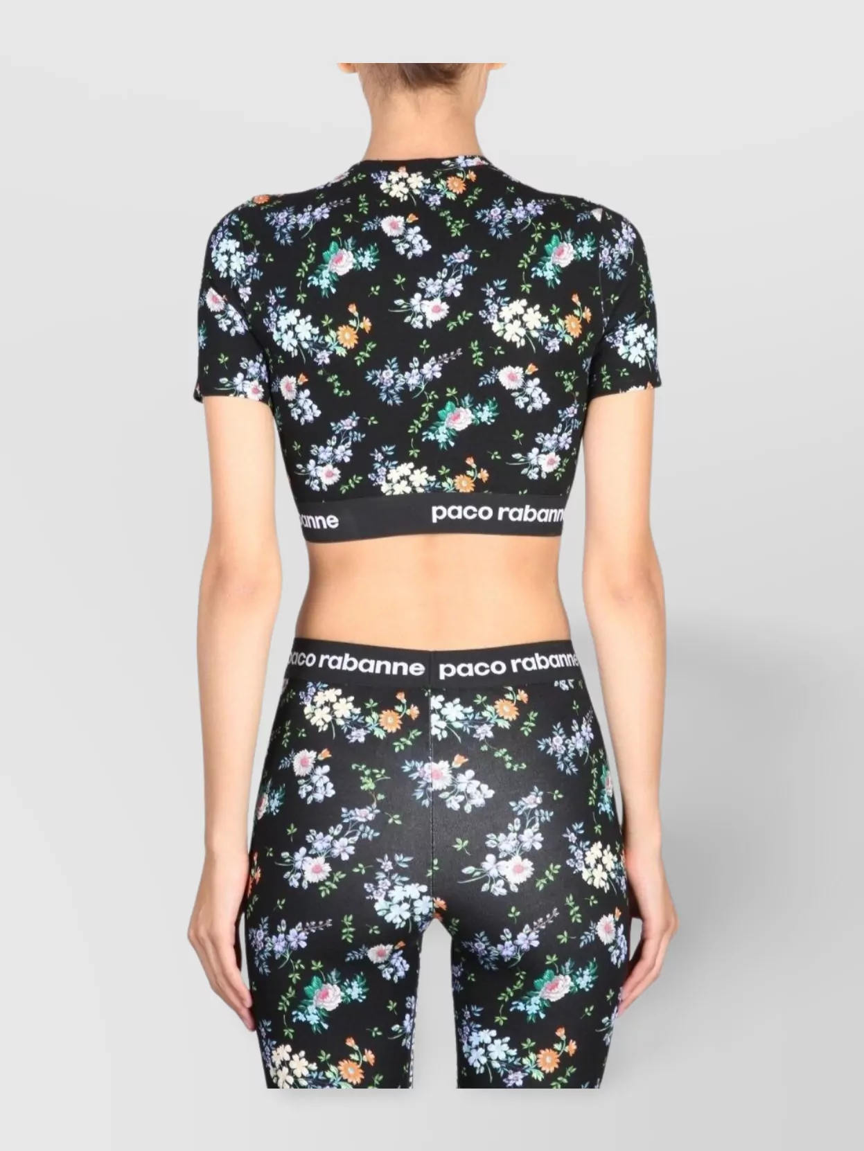 Shop Rabanne Cropped Floral Print Stretch Top