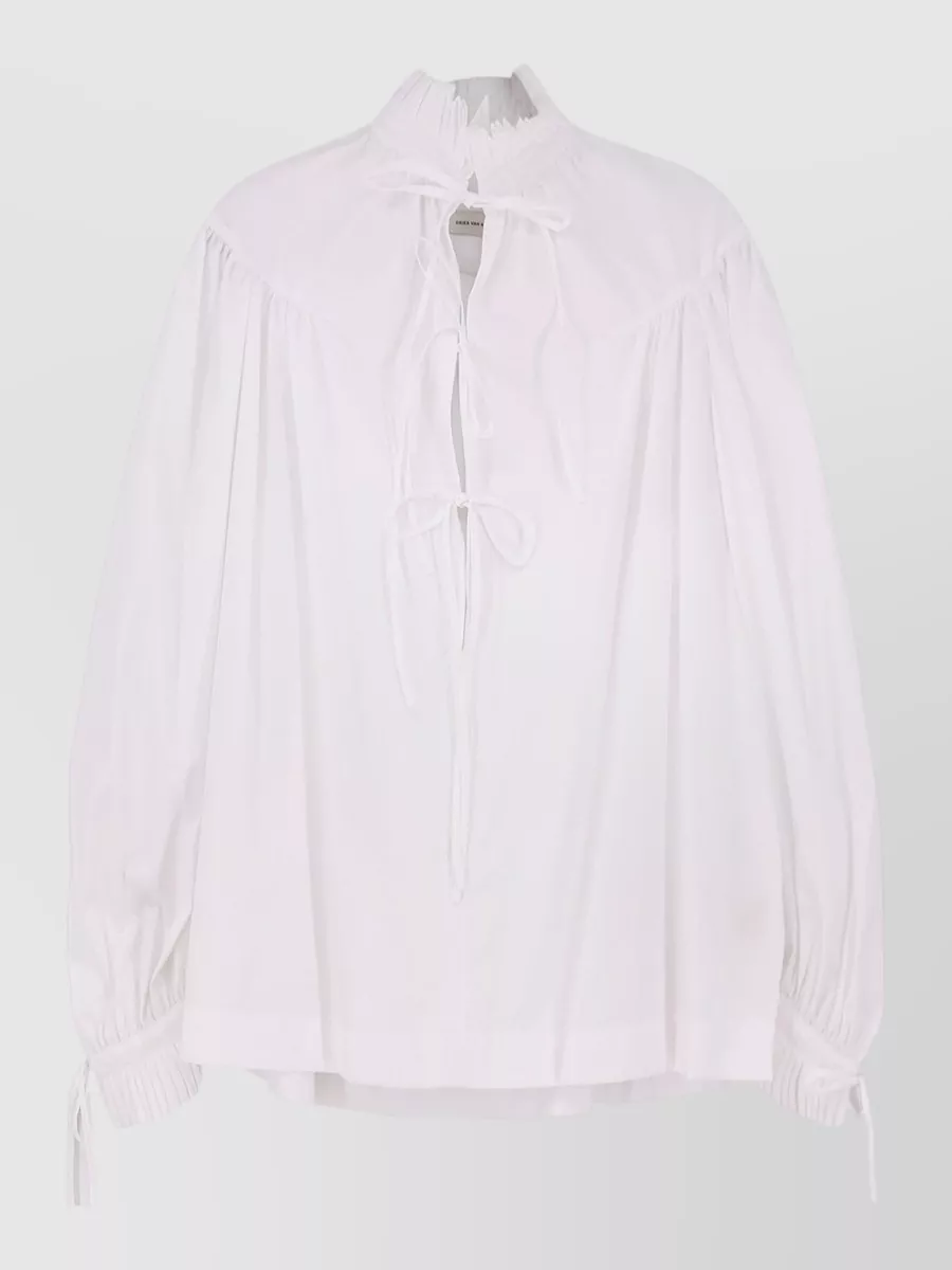 Dries Van Noten Cotton Ruffled Long-Sleeve Blouse