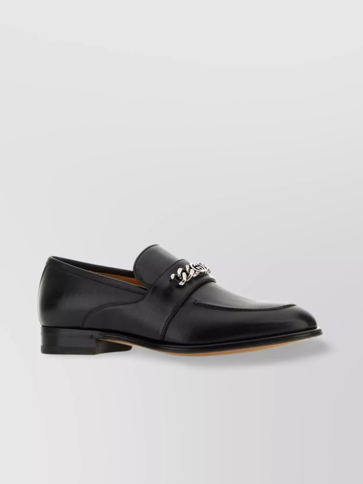 Shop Gucci Leather Loafers With Almond Toe And Metal Hardware