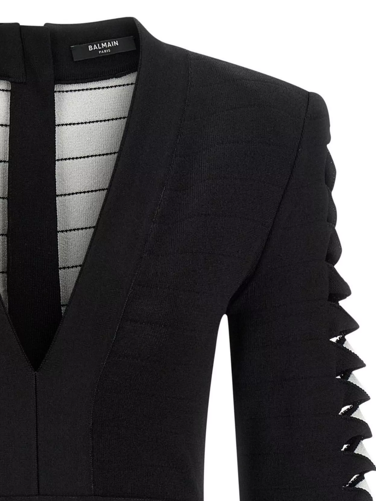 Balmain V-Neckline Dress With Fitted Waist And Sleeves